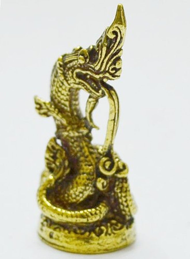 WitnyStore Tiny 1¼" Brass Buddha Staute Power Naga Mini Statue Animistic Fertility Symbol Traditional Thai Belief Amulet Miniature Collectible Figurines - Image 4